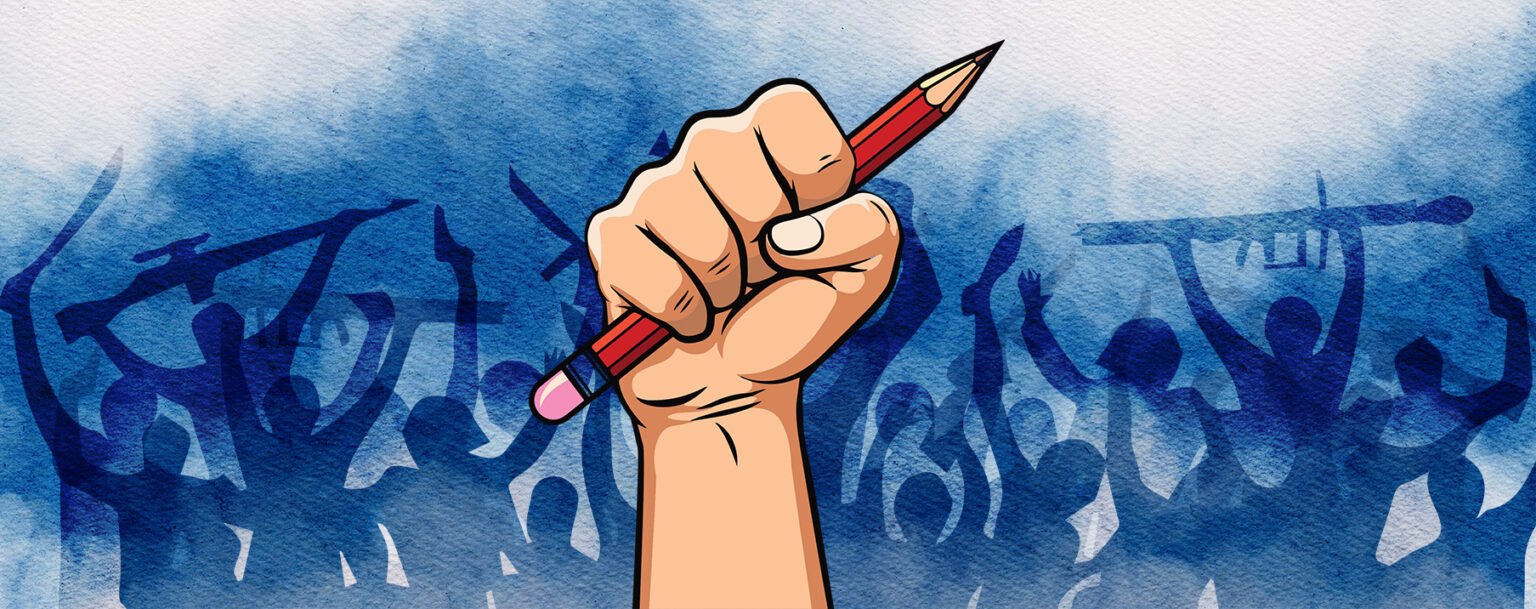 poster of a hand holding a pencil